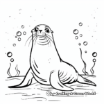 Sea Lion Underwater Scene Coloring Pages 4