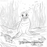 Sea Lion with Fish Coloring Pages 1