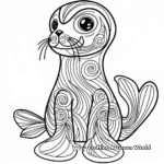 Sea Lion with Fish Coloring Pages 2