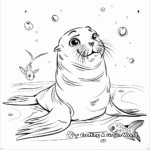 Sea Lion with Fish Coloring Pages 4