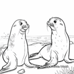 Sea Lions and Seals Side by Side Coloring Pages 1