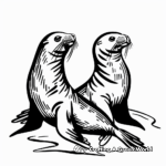 Sea Lions and Seals Side by Side Coloring Pages 4