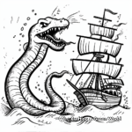 Sea Serpent Attacking Ship Coloring Pages 1