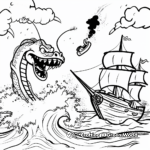 Sea Serpent Attacking Ship Coloring Pages 2