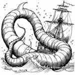 Sea Serpent Attacking Ship Coloring Pages 3