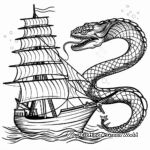 Sea Serpent Attacking Ship Coloring Pages 4