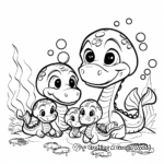 Sea Serpent Family Coloring Pages: Male, Female, and Baby Serpents 1