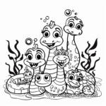 Sea Serpent Family Coloring Pages: Male, Female, and Baby Serpents 2