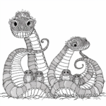 Sea Serpent Family Coloring Pages: Male, Female, and Baby Serpents 3