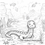 Sea Serpent in the Wild: Ocean-Scene Coloring Pages 1
