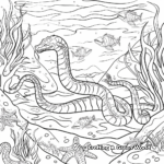 Sea Serpent in the Wild: Ocean-Scene Coloring Pages 2