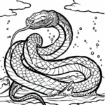 Sea Serpent in the Wild: Ocean-Scene Coloring Pages 4