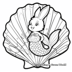 Sea Shell Bunny Mermaid Coloring Sheets 1