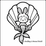 Sea Shell Bunny Mermaid Coloring Sheets 4