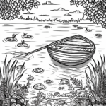 Serene Lake with a Rowboat Summer Coloring Pages 2