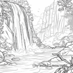 Serenity in Nature with Waterfall Coloring Pages 1