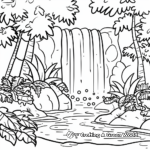 Serenity in Nature with Waterfall Coloring Pages 3