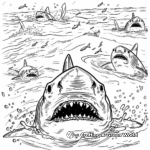 Shark Infested Waters: Ocean-Scene Coloring Pages 1