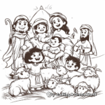 Shepherds Adoring Baby Jesus Coloring Pages 1