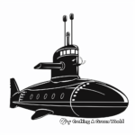 Silhouette Submarine Coloring Pages 3