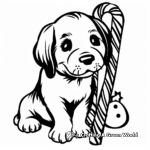 Simple Beagle Puppy with Christmas Candy Canes Coloring Pages 3