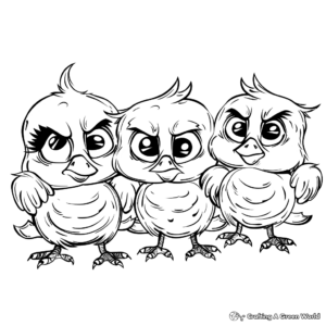 Simple Blue Birds - Triplet Angry Bird Coloring Pages for Children 1