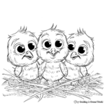 Simple Blue Birds - Triplet Angry Bird Coloring Pages for Children 2