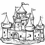 Simple Bucket-Made Sand Castle Coloring Pages for Children 1