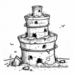 Simple Bucket-Made Sand Castle Coloring Pages for Children 2