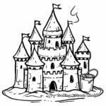 Simple Bucket-Made Sand Castle Coloring Pages for Children 4