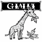 Simple Giraffe Eating Leaves Coloring Pages 1