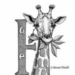 Simple Giraffe Eating Leaves Coloring Pages 3