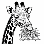 Simple Giraffe Eating Leaves Coloring Pages 4