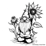 Simple Gnome and Sunflower Coloring Pages for Children 2
