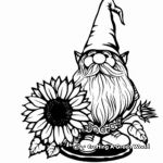 Simple Gnome and Sunflower Coloring Pages for Children 3