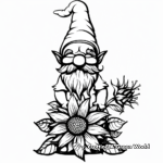 Simple Gnome and Sunflower Coloring Pages for Children 4