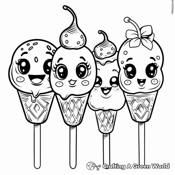 Kawaii Ice Cream Coloring Pages - Free & Printable!