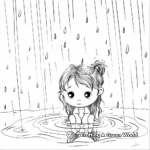 Simple Little Girl in Rain Coloring Sheets for Children 1