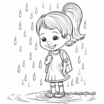 Simple Little Girl in Rain Coloring Sheets for Children 2