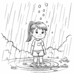 Simple Little Girl in Rain Coloring Sheets for Children 3