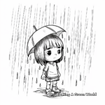 Simple Little Girl in Rain Coloring Sheets for Children 4