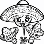 Simple Maracas and Sombreros Coloring Pages for Children 1