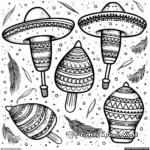 Simple Maracas and Sombreros Coloring Pages for Children 2
