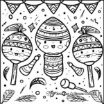 Simple Maracas and Sombreros Coloring Pages for Children 4