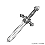 Simple Minecraft Iron Sword Coloring Pages for Children 1