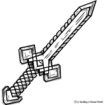 Simple Minecraft Iron Sword Coloring Pages for Children 3