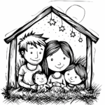 Simple Nativity Scene Epiphany Coloring Pages for Kids 3