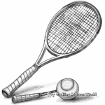 Simple Tennis Racket and Ball Coloring Pages 3