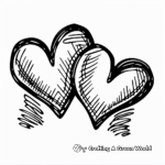 Simple Two Hearts Coloring Pages for Children 1