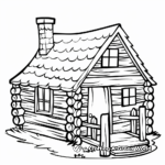 Simple Wooden Cabin Coloring Pages for Kids 1